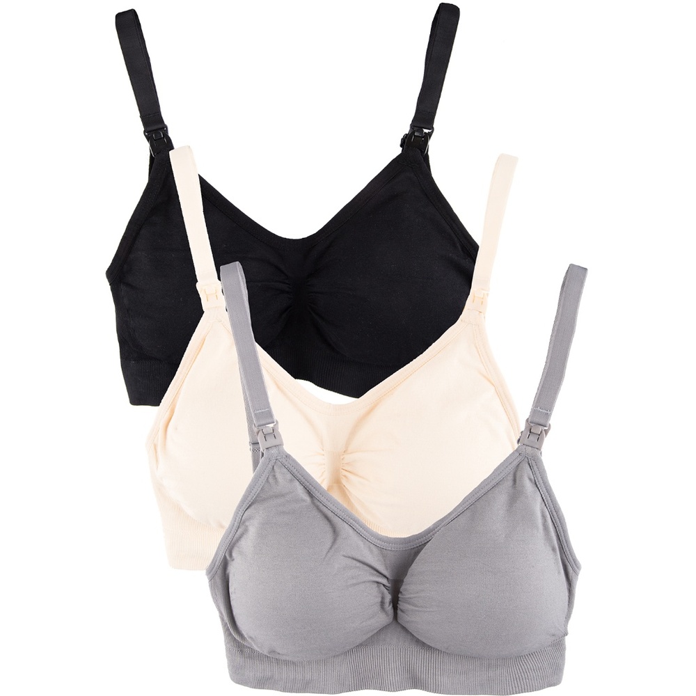 3 Pack Women's Nylon/Spandex Nursing Bras Clip Down A2 Basics New NWT